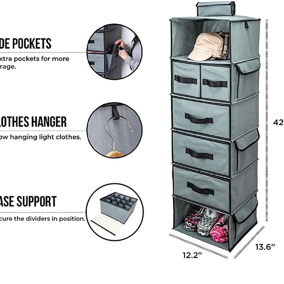 Hanging Shelves for Closet Organization and Storage, Shelf & Drawers - Picture 5 of 6